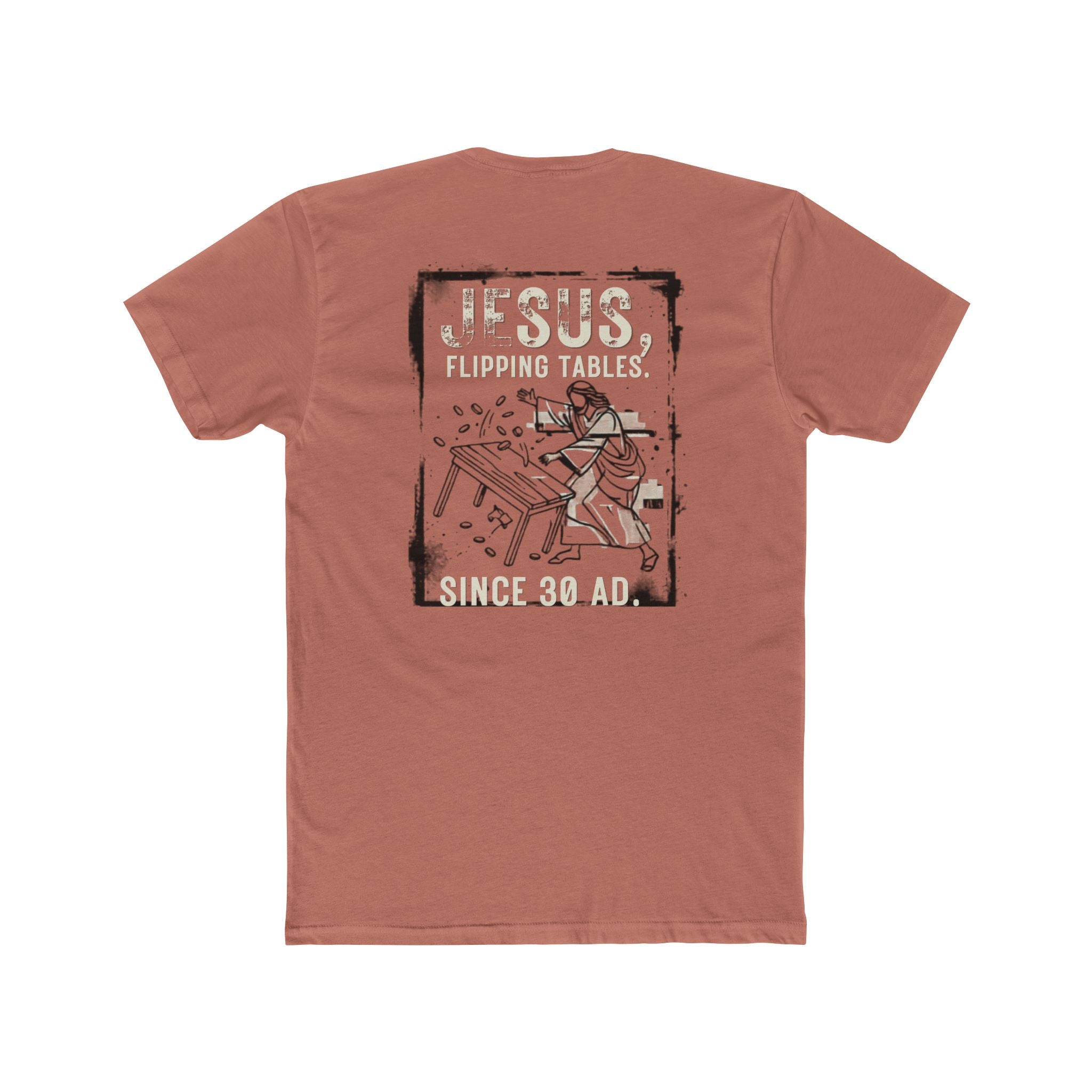 Christian Cross Tee — "Jesus Flipping Tables" Graphic T-Shirt