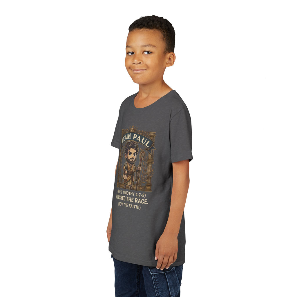 Team Paul Chibi Bible Hero Kids T-Shirt – Apostle Paul 2 Timothy 4:7-8 Finished the Race Christian Shirt