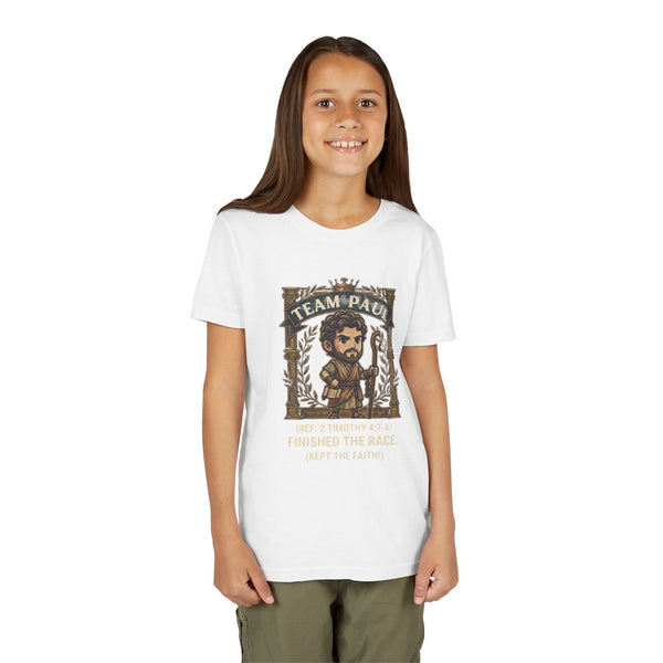 Team Paul Chibi Bible Hero Kids T-Shirt – Apostle Paul 2 Timothy 4:7-8 Finished the Race Christian Shirt