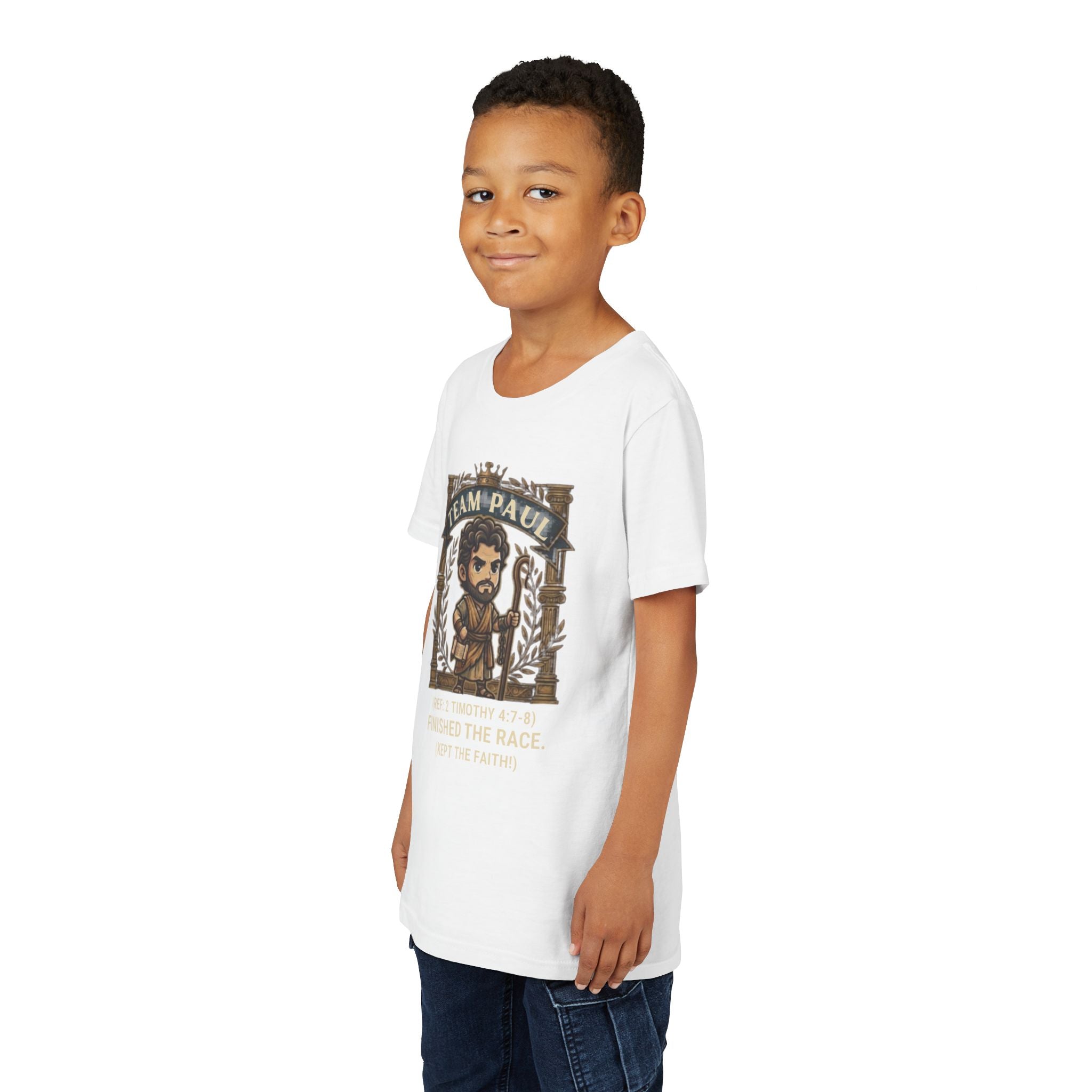 Team Paul Chibi Bible Hero Kids T-Shirt – Apostle Paul 2 Timothy 4:7-8 Finished the Race Christian Shirt