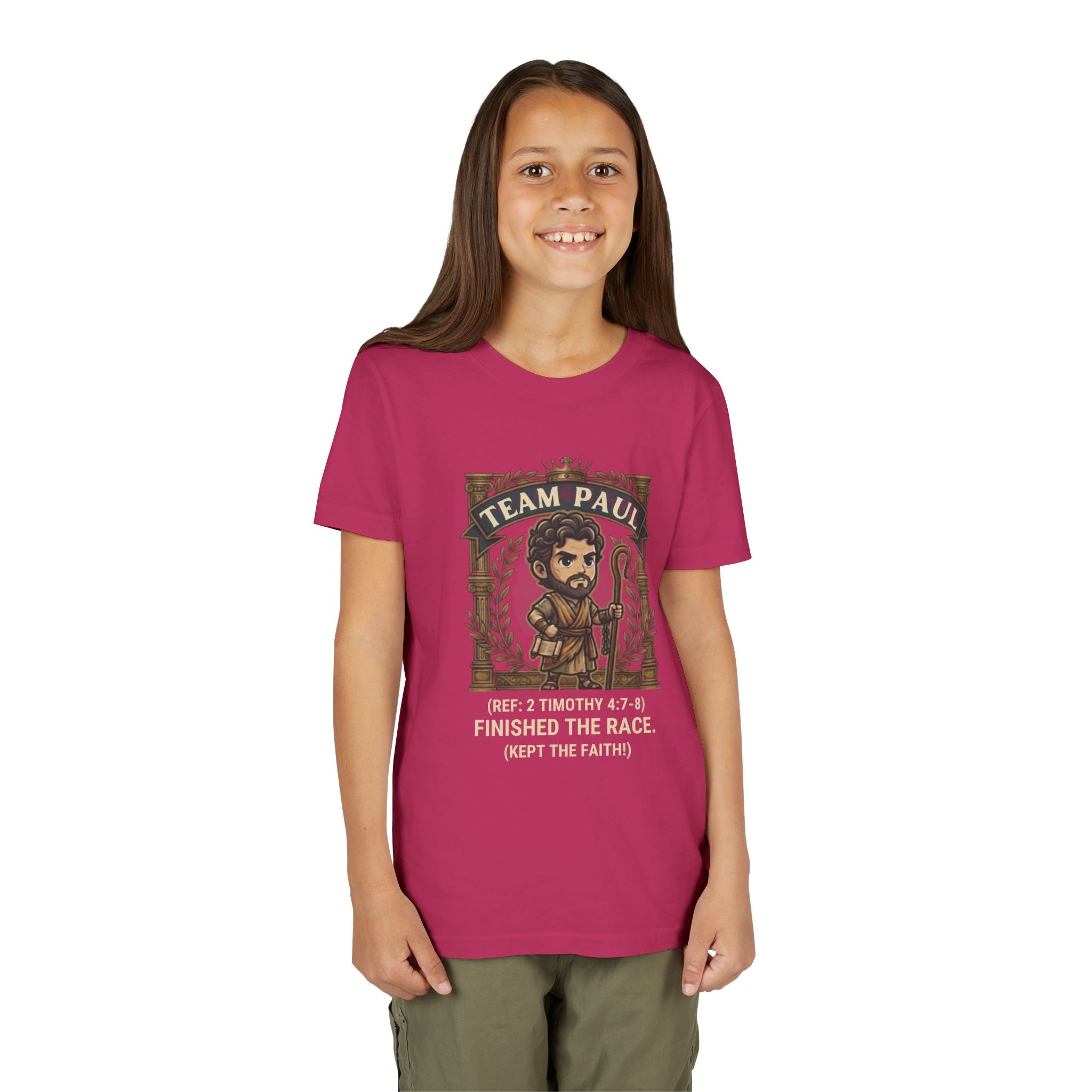 Team Paul Chibi Bible Hero Kids T-Shirt – Apostle Paul 2 Timothy 4:7-8 Finished the Race Christian Shirt