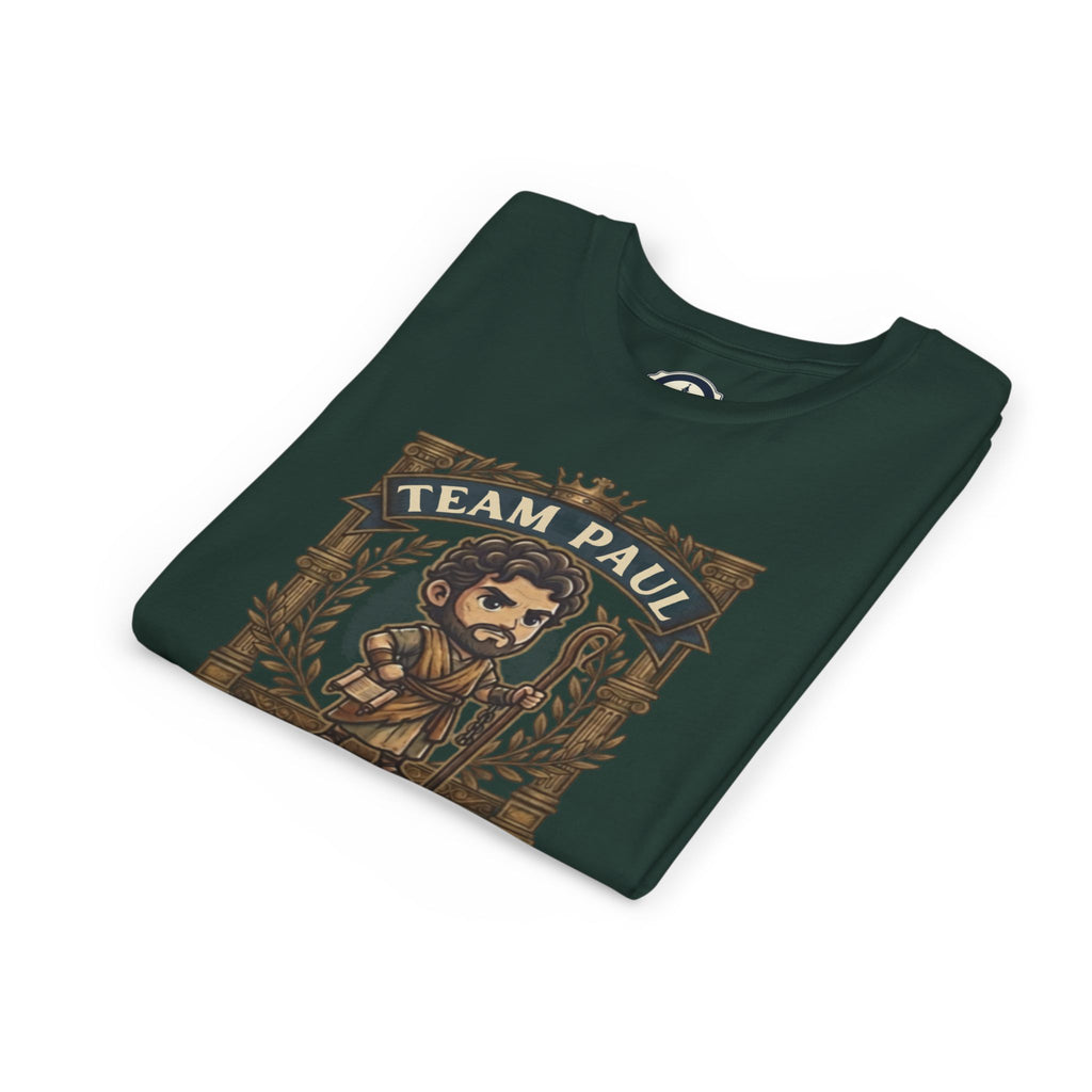 Team Paul Chibi Bible Hero Kids T-Shirt – Apostle Paul 2 Timothy 4:7-8 Finished the Race Christian Shirt