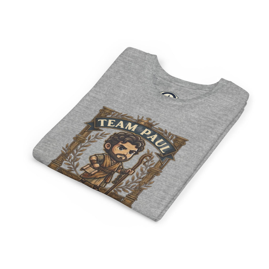 Team Paul Chibi Bible Hero Kids T-Shirt – Apostle Paul 2 Timothy 4:7-8 Finished the Race Christian Shirt
