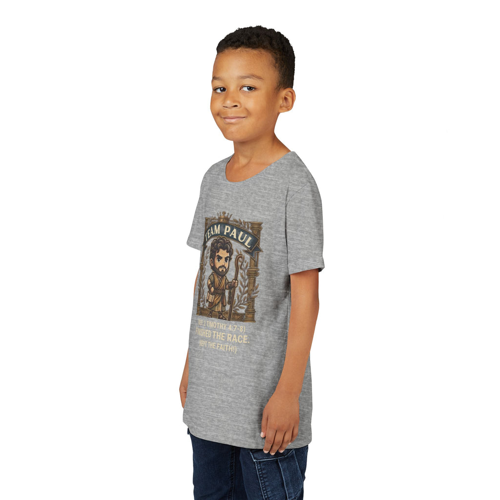 Team Paul Chibi Bible Hero Kids T-Shirt – Apostle Paul 2 Timothy 4:7-8 Finished the Race Christian Shirt