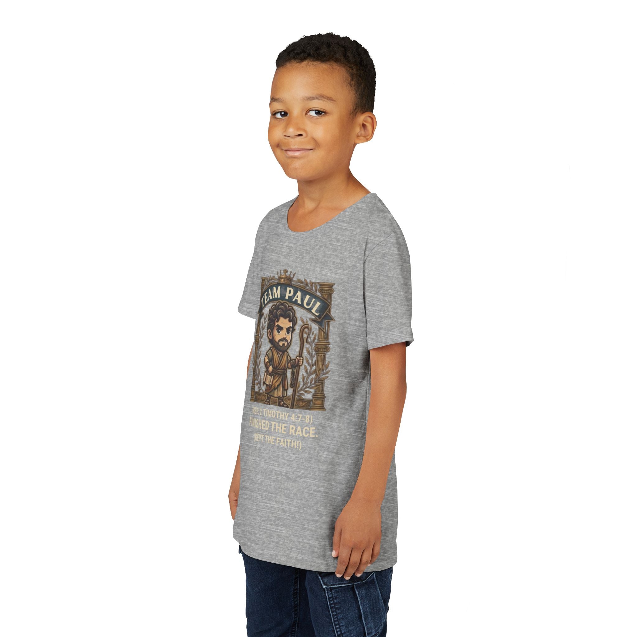 Team Paul Chibi Bible Hero Kids T-Shirt – Apostle Paul 2 Timothy 4:7-8 Finished the Race Christian Shirt