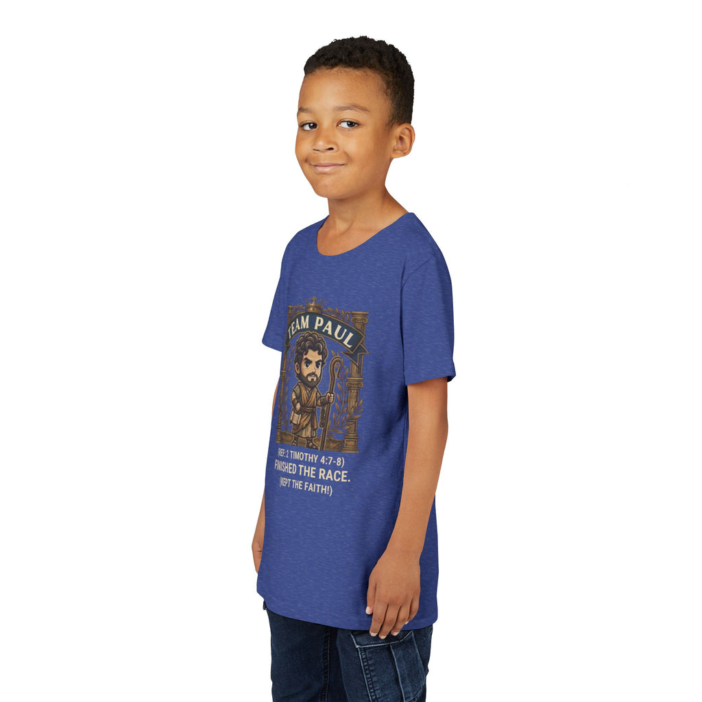 Team Paul Chibi Bible Hero Kids T-Shirt – Apostle Paul 2 Timothy 4:7-8 Finished the Race Christian Shirt