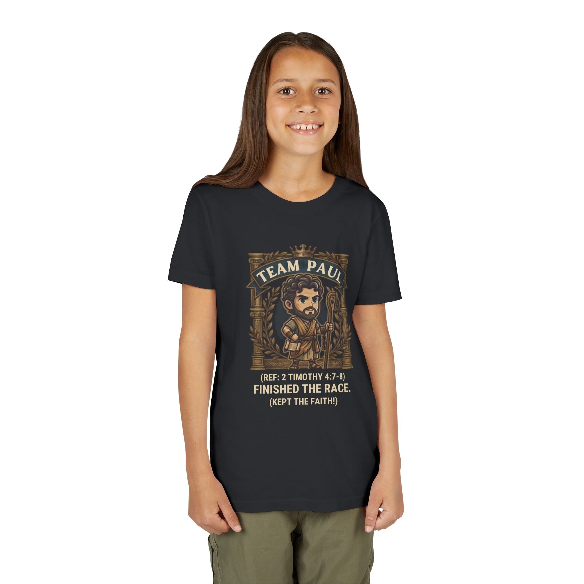 Team Paul Chibi Bible Hero Kids T-Shirt – Apostle Paul 2 Timothy 4:7-8 Finished the Race Christian Shirt