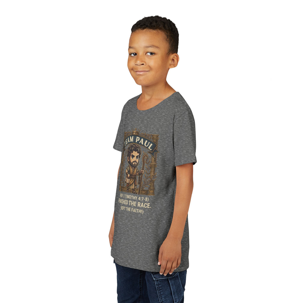 Team Paul Chibi Bible Hero Kids T-Shirt – Apostle Paul 2 Timothy 4:7-8 Finished the Race Christian Shirt