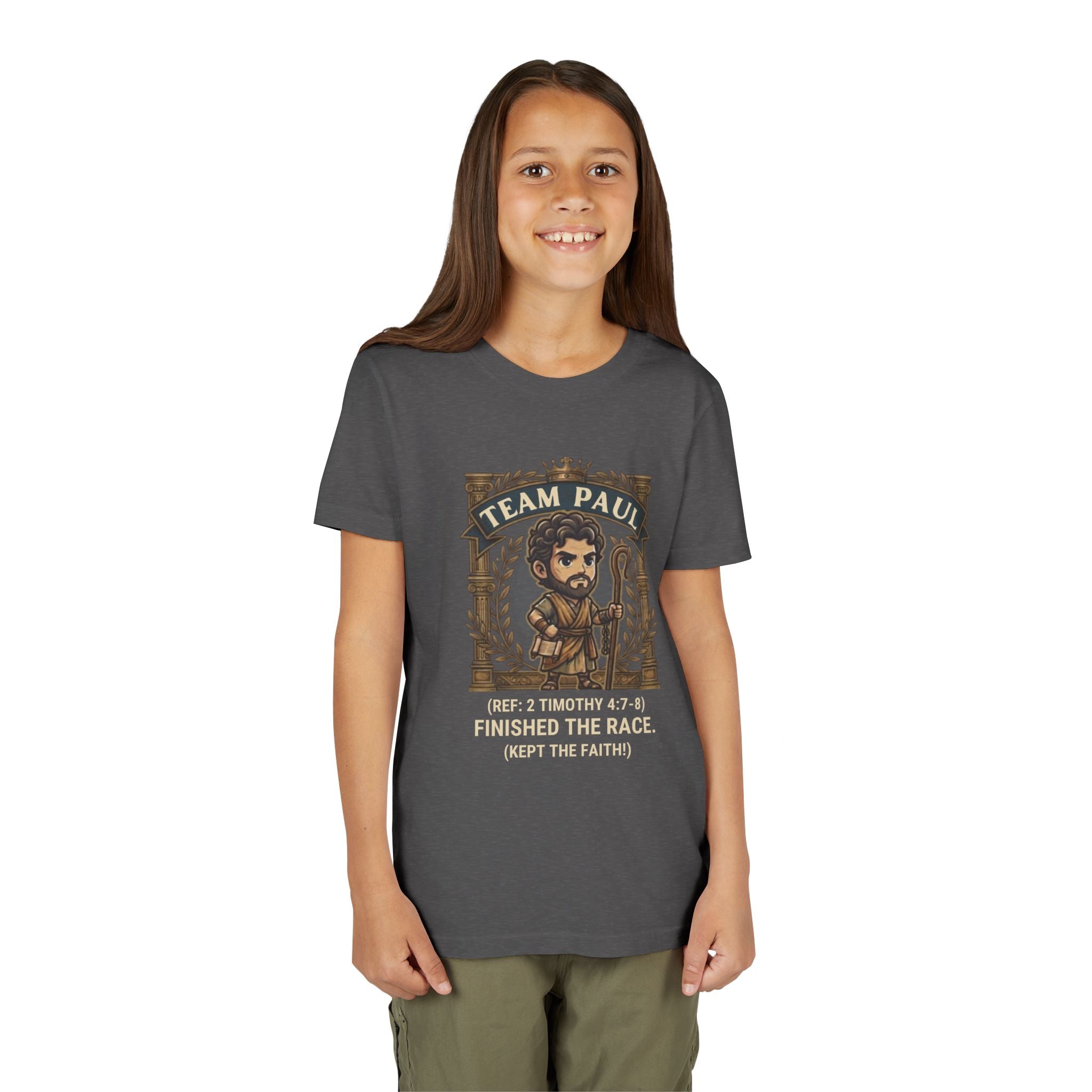 Team Paul Chibi Bible Hero Kids T-Shirt – Apostle Paul 2 Timothy 4:7-8 Finished the Race Christian Shirt