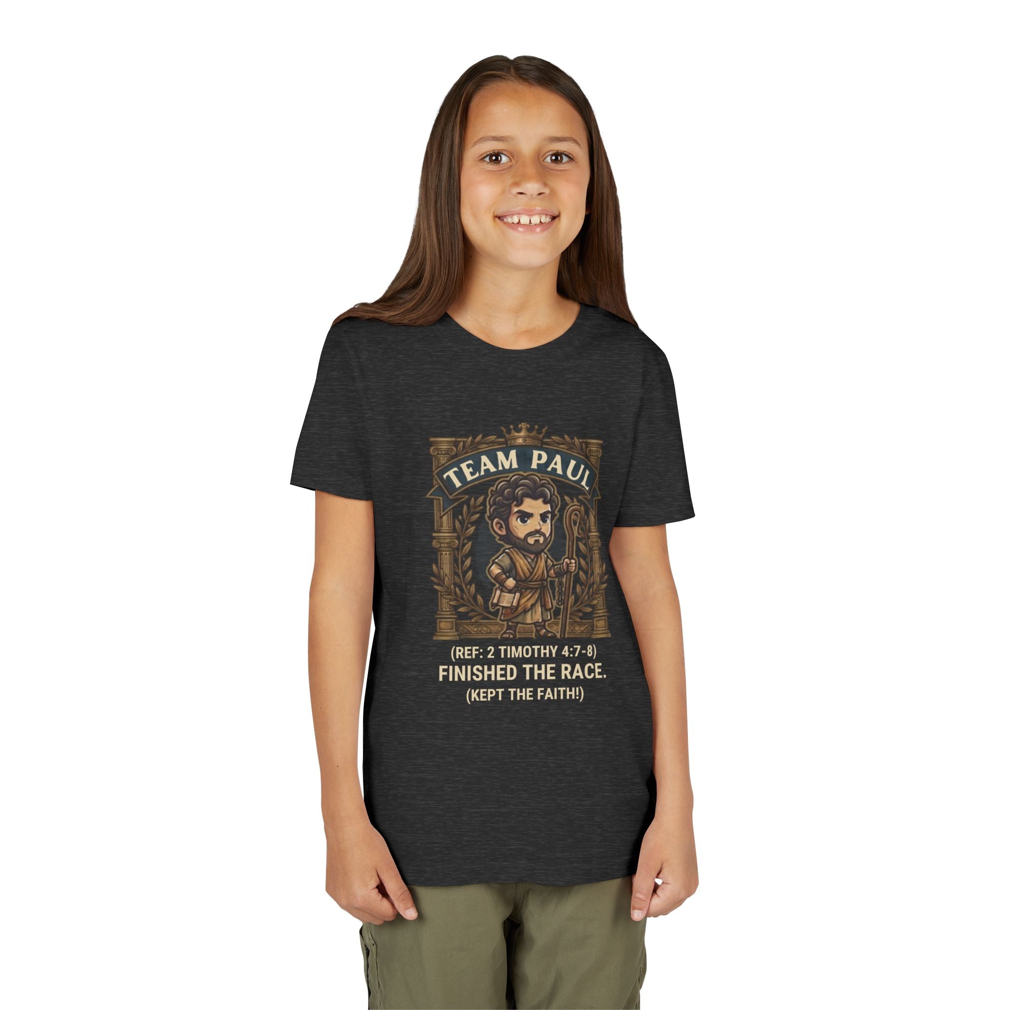 Team Paul Chibi Bible Hero Kids T-Shirt – Apostle Paul 2 Timothy 4:7-8 Finished the Race Christian Shirt