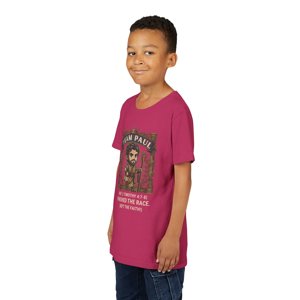Team Paul Chibi Bible Hero Kids T-Shirt – Apostle Paul 2 Timothy 4:7-8 Finished the Race Christian Shirt