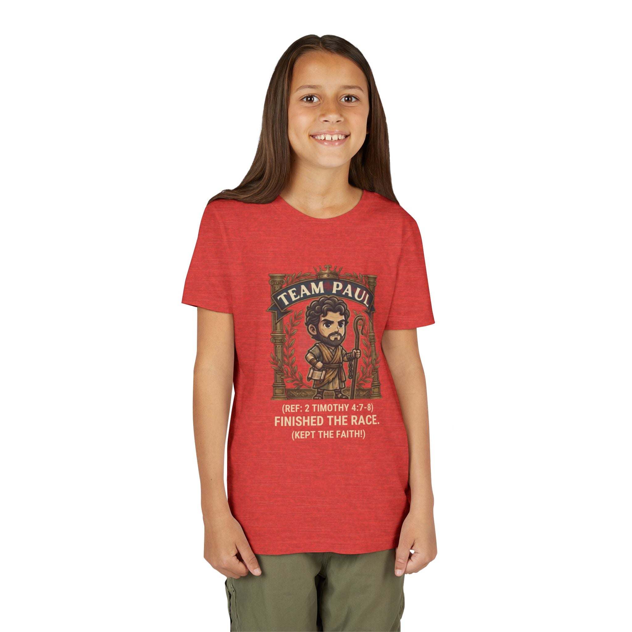 Team Paul Chibi Bible Hero Kids T-Shirt – Apostle Paul 2 Timothy 4:7-8 Finished the Race Christian Shirt