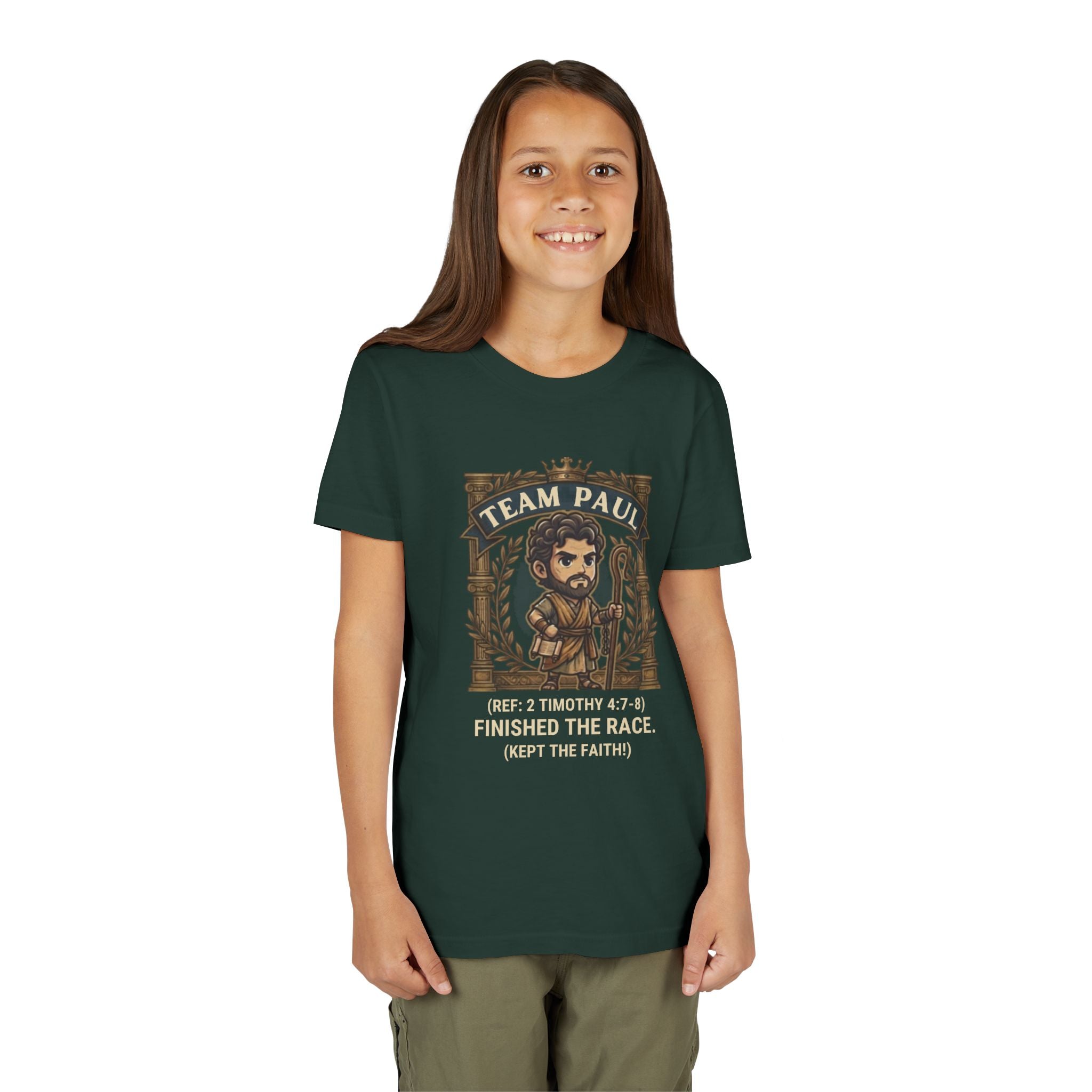 Team Paul Chibi Bible Hero Kids T-Shirt – Apostle Paul 2 Timothy 4:7-8 Finished the Race Christian Shirt