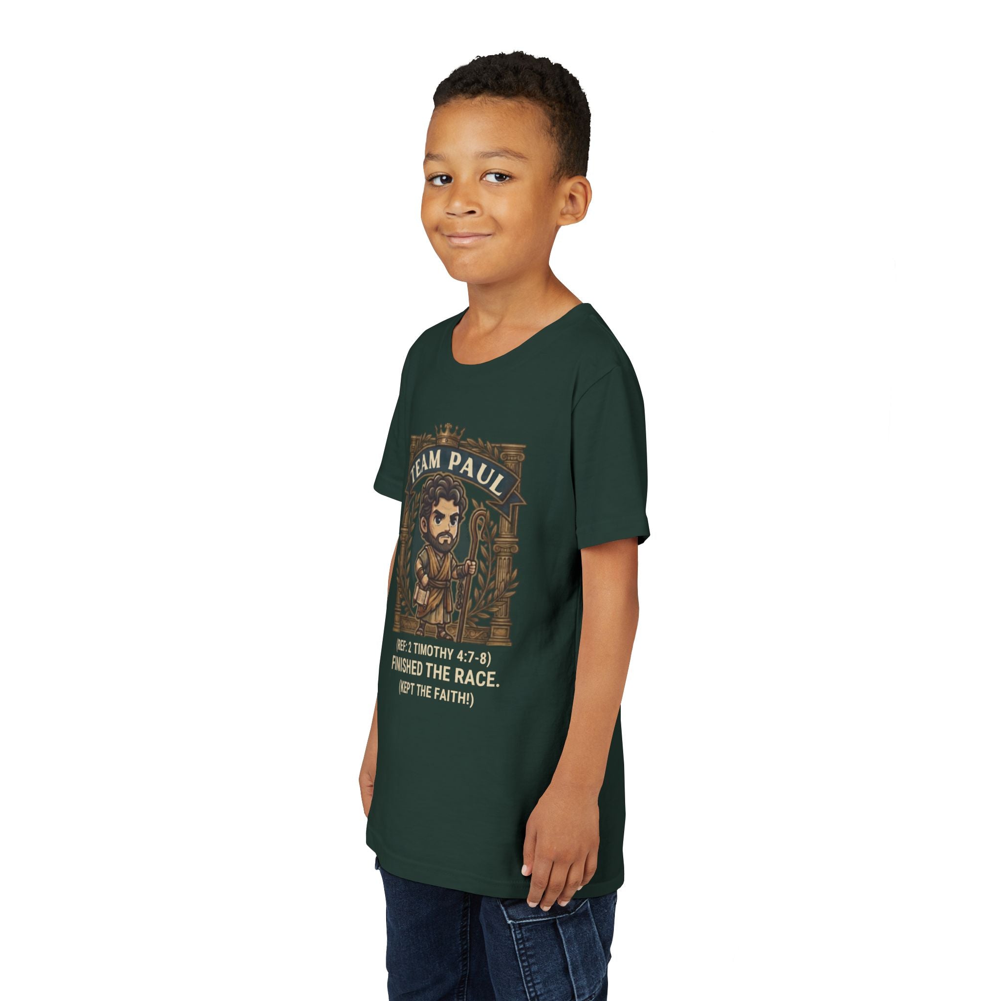 Team Paul Chibi Bible Hero Kids T-Shirt – Apostle Paul 2 Timothy 4:7-8 Finished the Race Christian Shirt