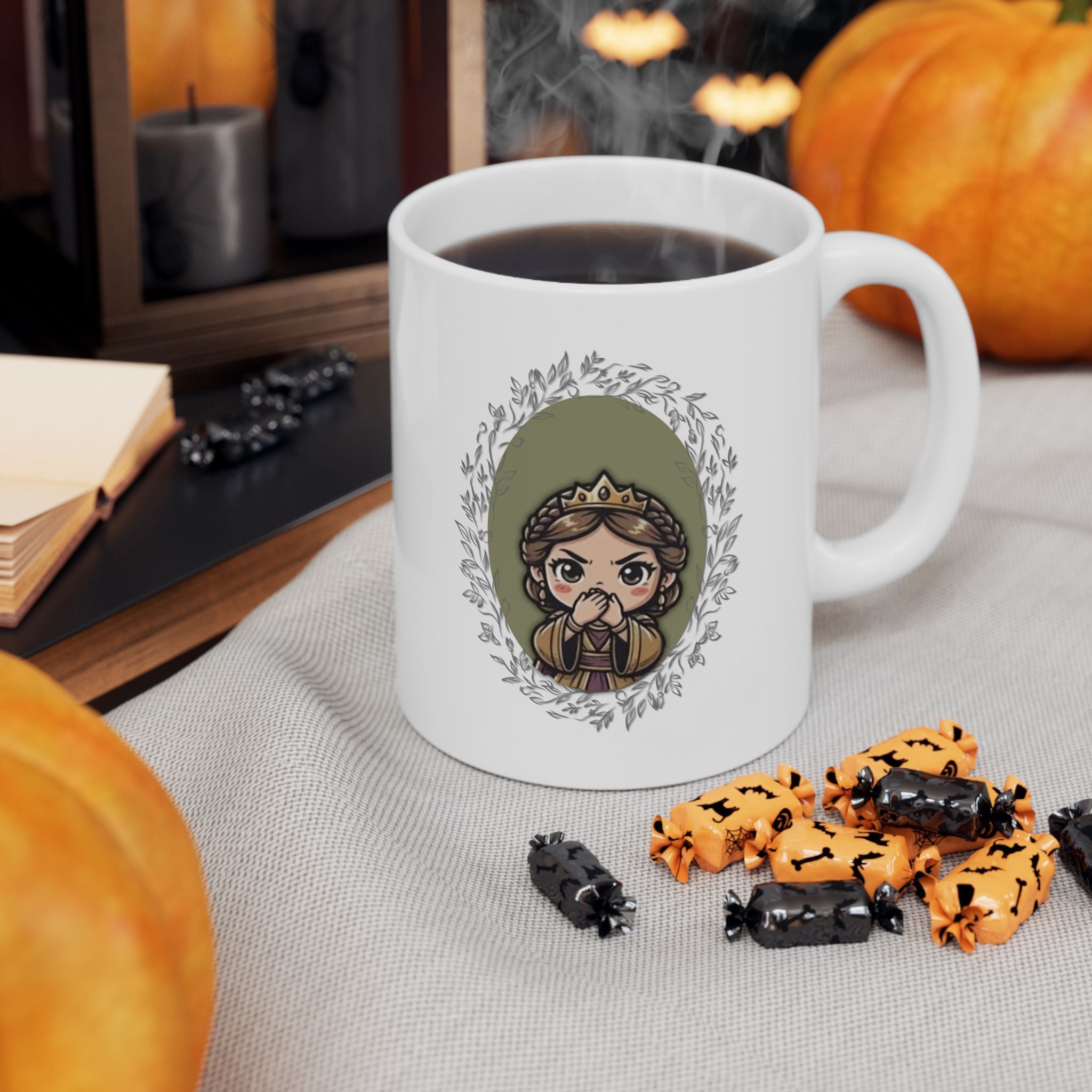 Team Esther Chibi Bible Character Coffee Mug – Queen Esther Gift - Ceramic Mug – "Gather" Coffee Cup (11oz & 15oz)
