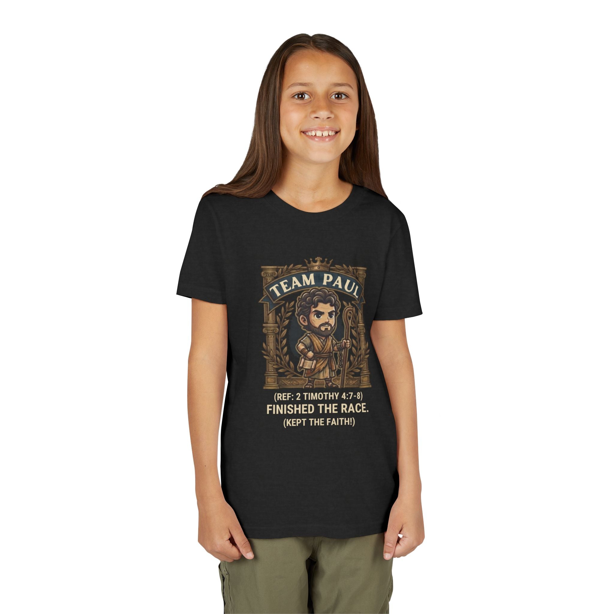 Team Paul Chibi Bible Hero Kids T-Shirt – Apostle Paul 2 Timothy 4:7-8 Finished the Race Christian Shirt