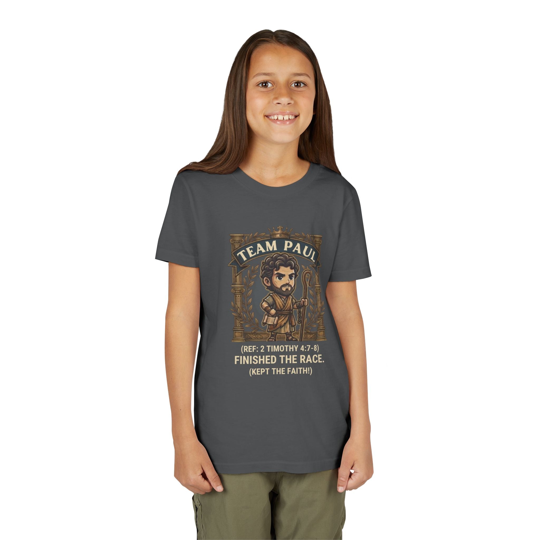 Team Paul Chibi Bible Hero Kids T-Shirt – Apostle Paul 2 Timothy 4:7-8 Finished the Race Christian Shirt