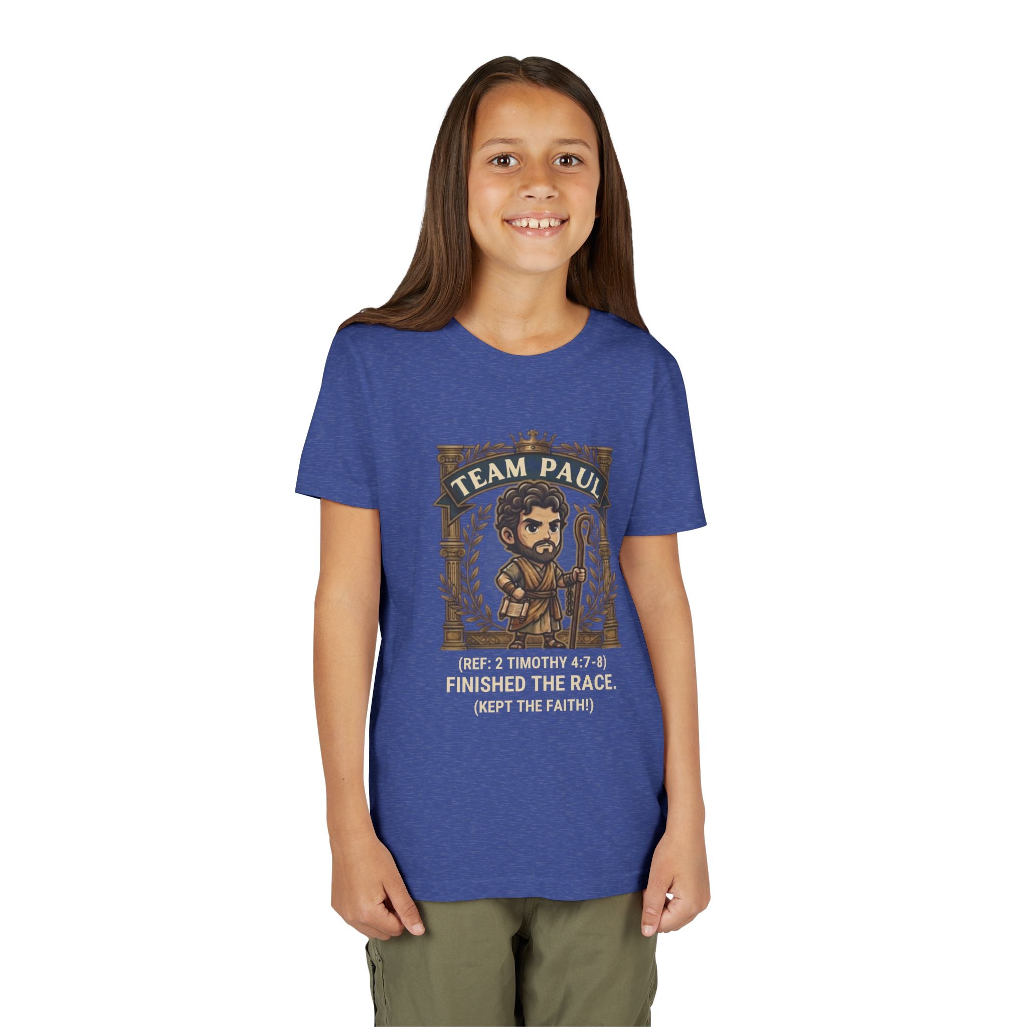 Team Paul Chibi Bible Hero Kids T-Shirt – Apostle Paul 2 Timothy 4:7-8 Finished the Race Christian Shirt
