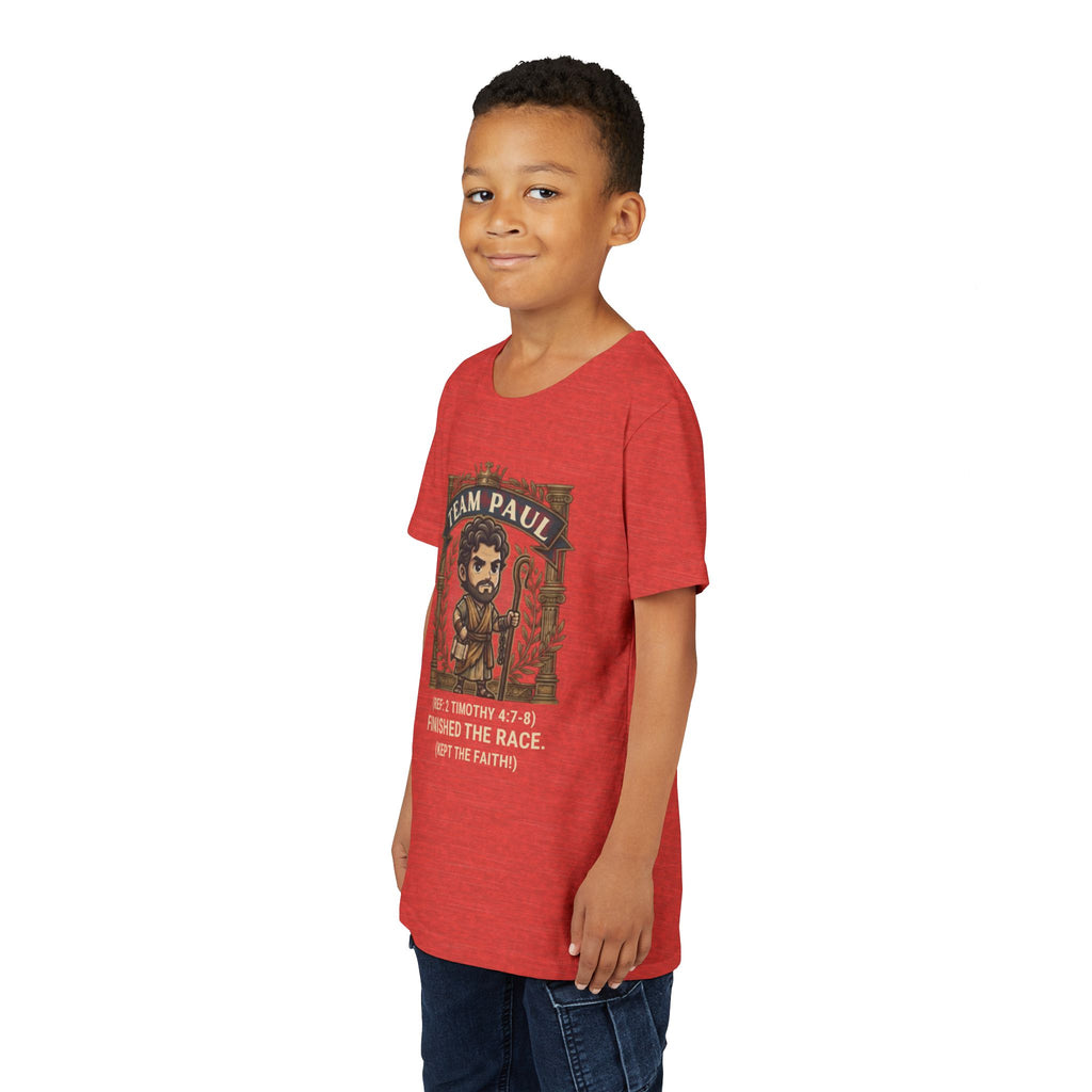 Team Paul Chibi Bible Hero Kids T-Shirt – Apostle Paul 2 Timothy 4:7-8 Finished the Race Christian Shirt