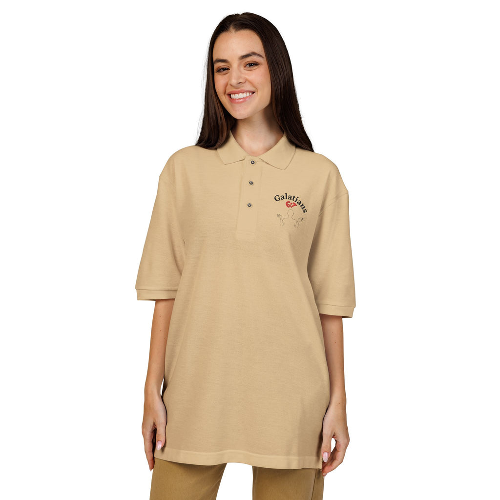 Galatians 6:7 Embroidered Polo — Christian Parents 6/7 Trend