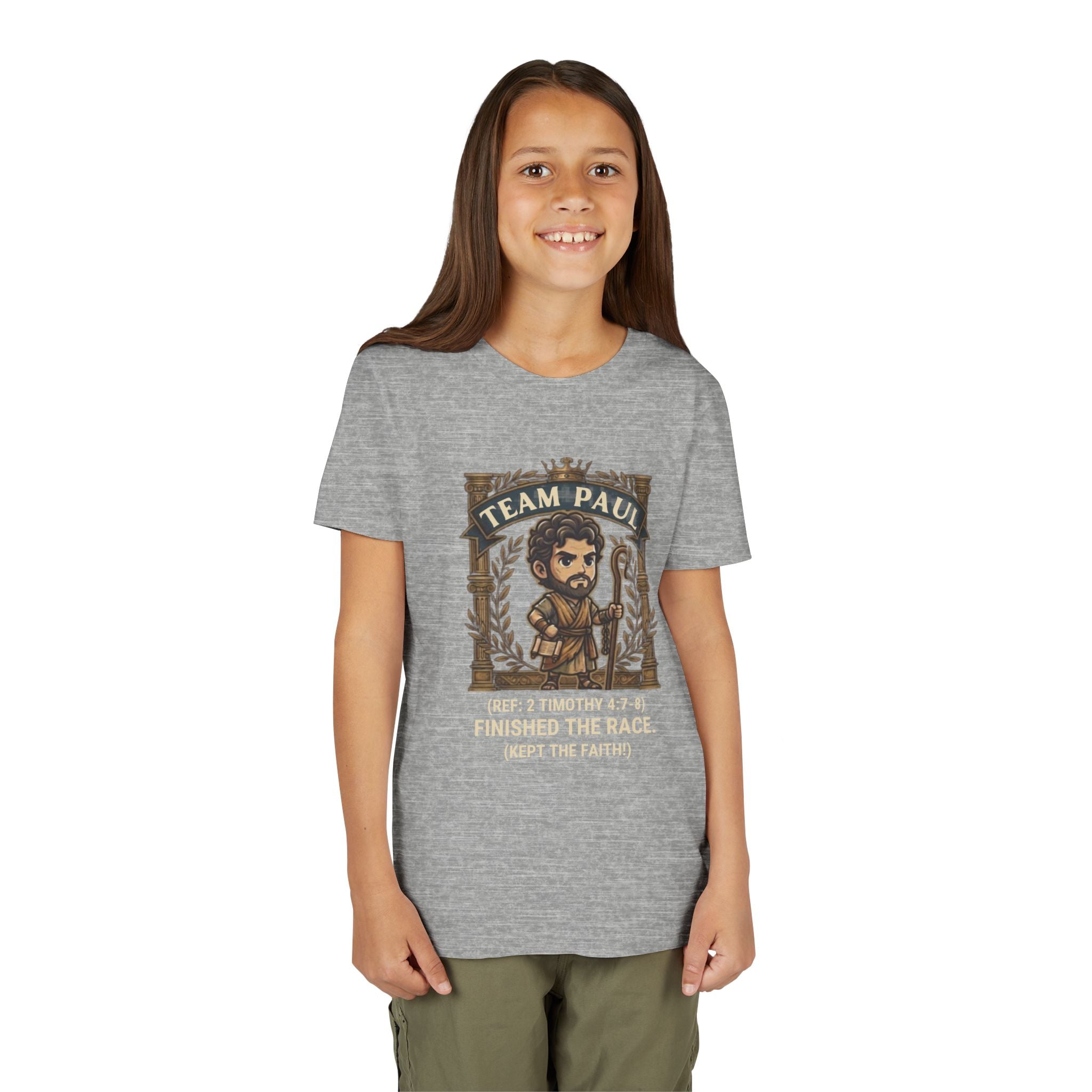 Team Paul Chibi Bible Hero Kids T-Shirt – Apostle Paul 2 Timothy 4:7-8 Finished the Race Christian Shirt