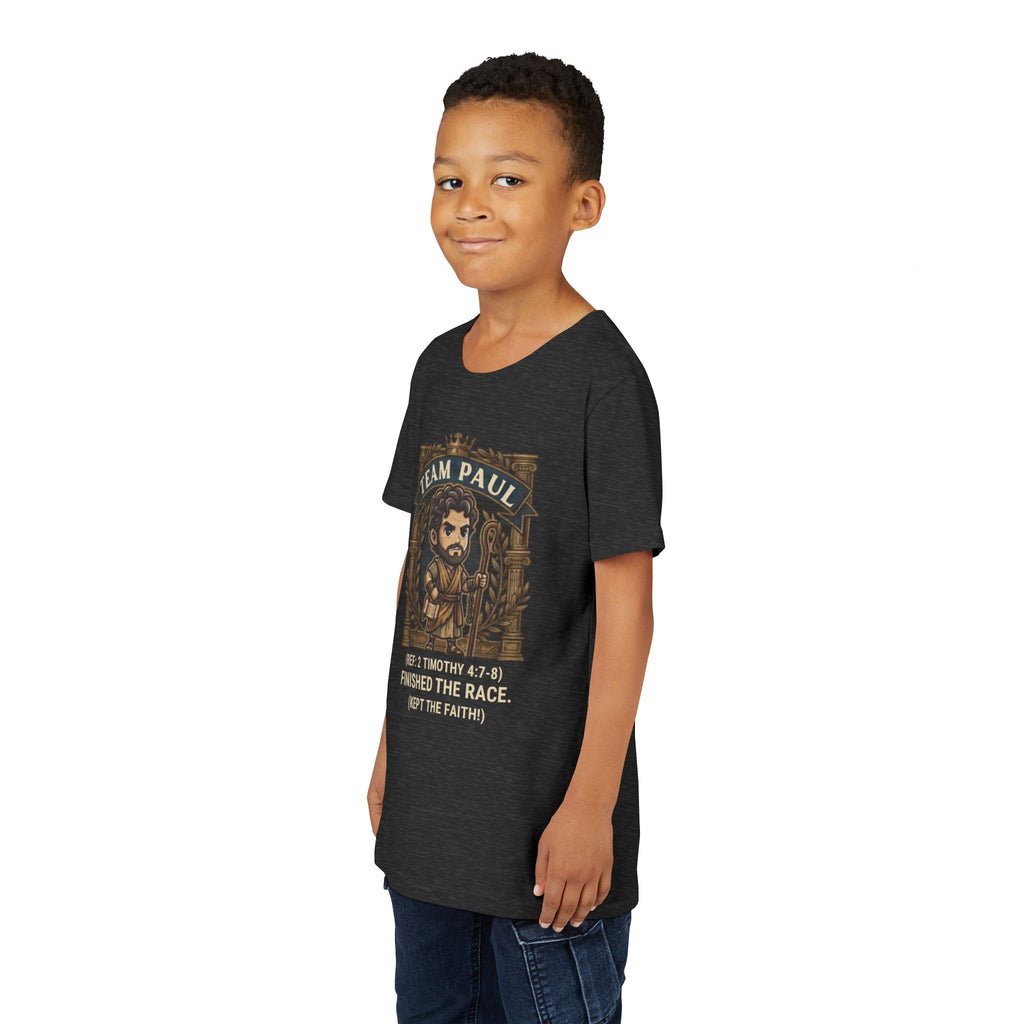 Team Paul Chibi Bible Hero Kids T-Shirt – Apostle Paul 2 Timothy 4:7-8 Finished the Race Christian Shirt