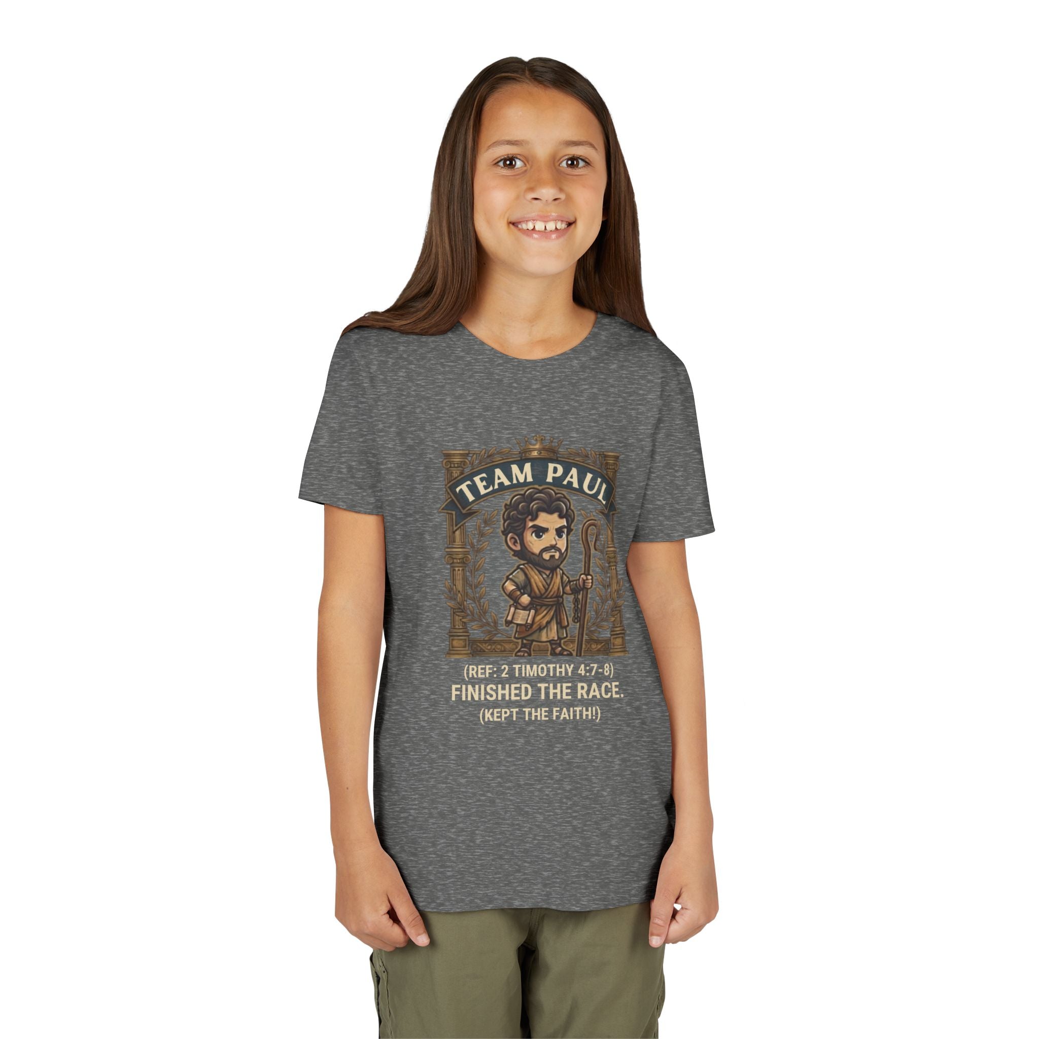 Team Paul Chibi Bible Hero Kids T-Shirt – Apostle Paul 2 Timothy 4:7-8 Finished the Race Christian Shirt